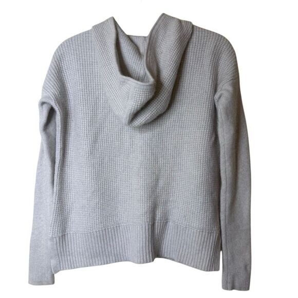 Club Monaco Heather Gray Cashmere/Lambswool Blend Waffle Knit Hooded Sweater SzM - Picture 4 of 12